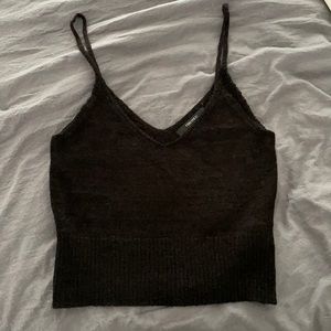 Black knit crop top